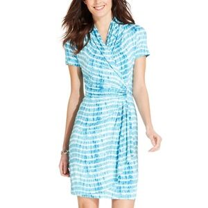 NWT Karen Kane Womens Cascade Wrap BLUE BAJA Dress MADE IN USA Medium